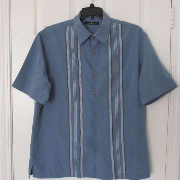 Axist Mens S/S Blue Retro Hawaiian Casual Bowling Shirt NWOT - Size Large - Picture 1 of 2